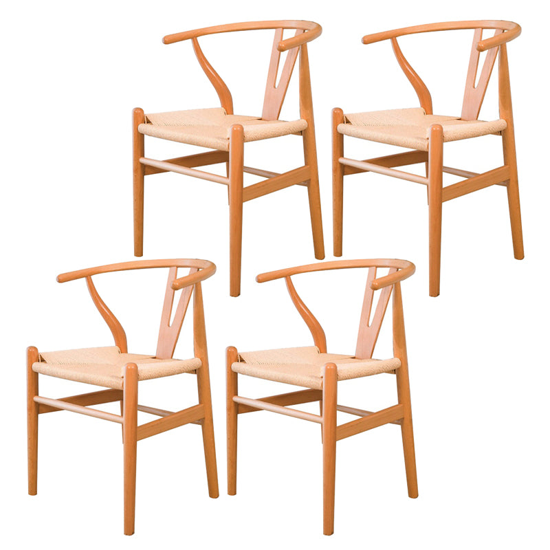Silla auxiliar de cocina contemporánea de madera con cojín de color, sillón de comedor Wishbone
