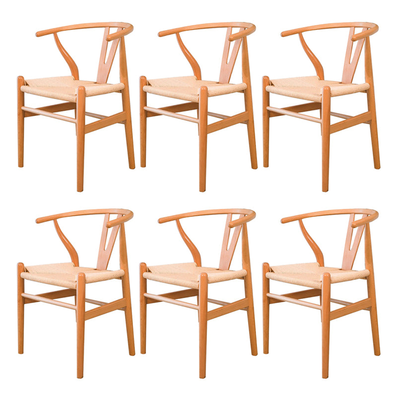 Silla auxiliar de cocina contemporánea de madera con cojín de color, sillón de comedor Wishbone