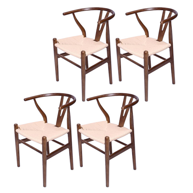 Silla auxiliar de cocina contemporánea de madera con cojín de color, sillón de comedor Wishbone