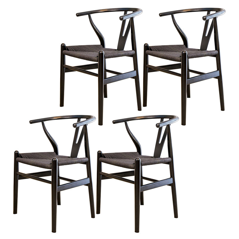 Silla auxiliar de cocina contemporánea de madera con cojín de color, sillón de comedor Wishbone