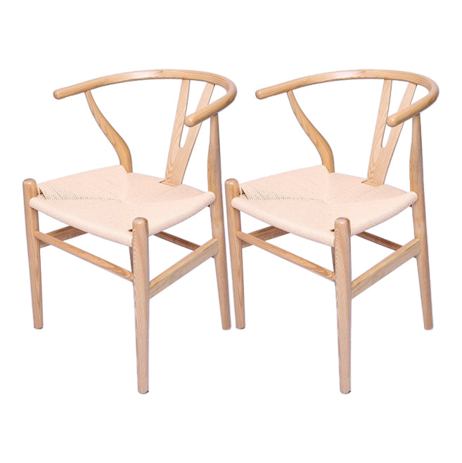 Silla auxiliar de cocina contemporánea de madera con cojín de color, sillón de comedor Wishbone