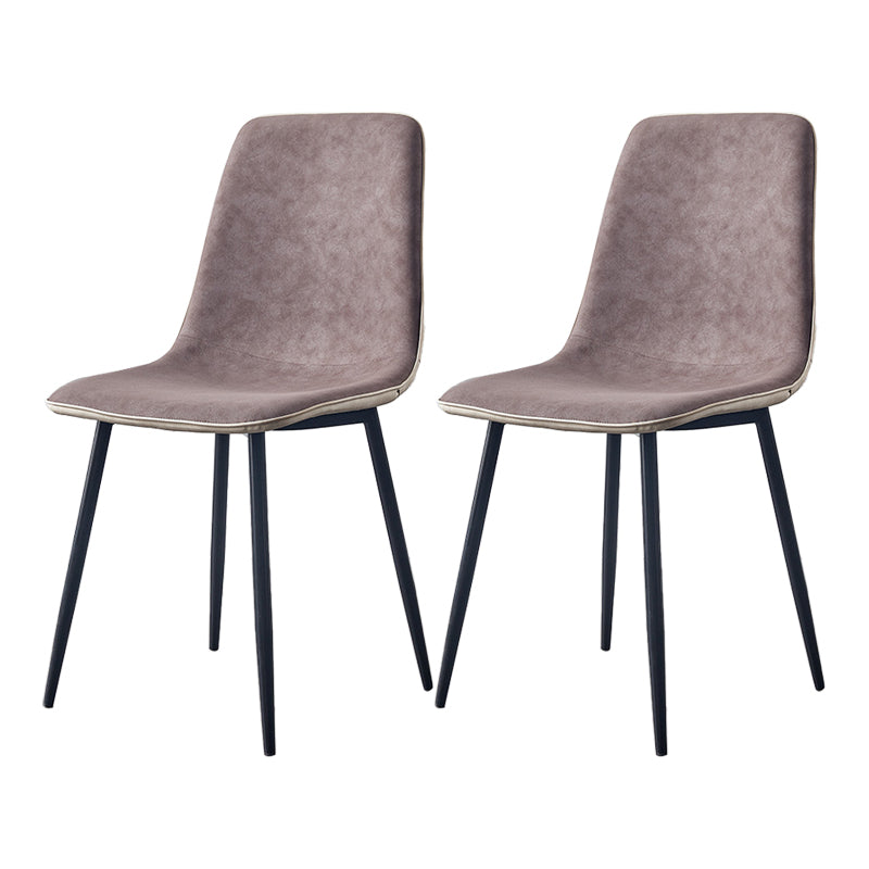 Macaron color Scandinavian Dining room Chair Leather Solid Back Side Chair