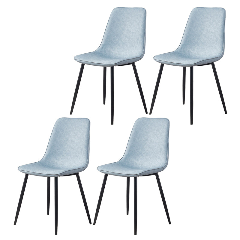 Macaron color Scandinavian Dining room Chair Leather Solid Back Side Chair
