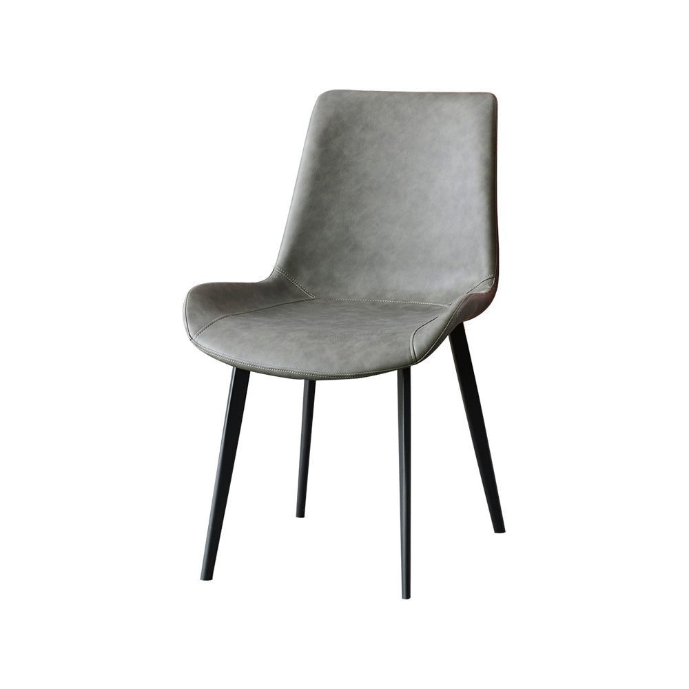 Silla de comedor industrial de metal con acabado metálico y respaldo sólido