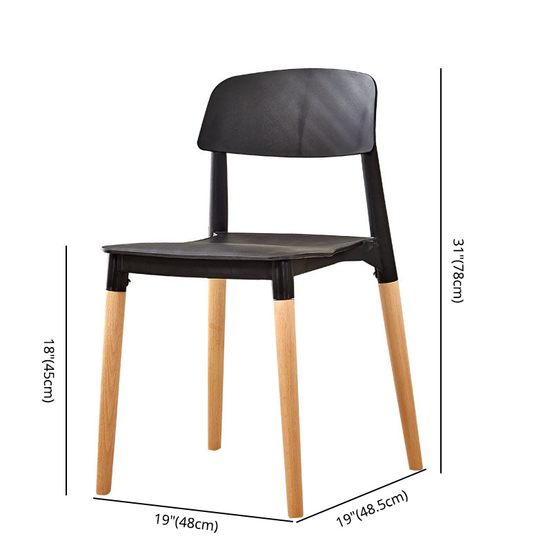 Modern White Opening Back Dining Side Chair Wood Kitchen Dining Side Chair
