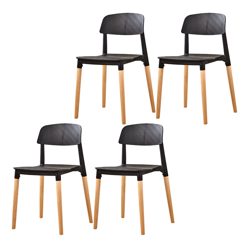 Modern White Opening Back Dining Side Chair Wood Kitchen Dining Side Chair