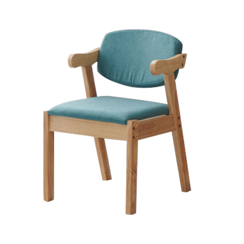 Fauteuil de salle à manger moderne en bois avec coussin de couleur, chaise d'appoint à dossier ouvert