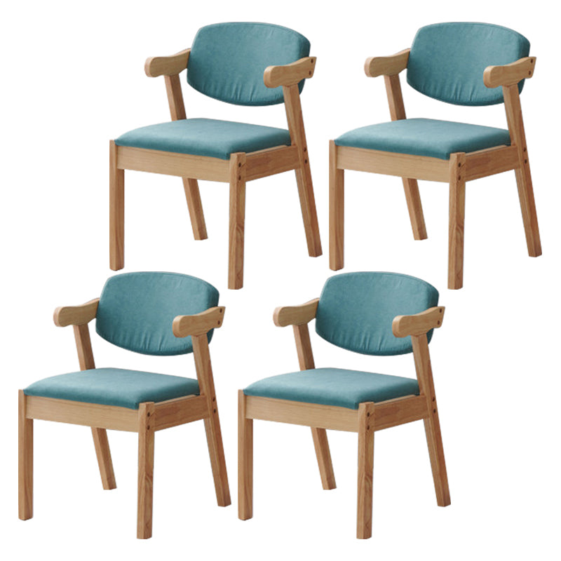 Fauteuil de salle à manger moderne en bois avec coussin de couleur, chaise d'appoint à dossier ouvert