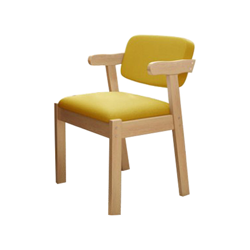 Fauteuil de salle à manger moderne en bois avec coussin de couleur, chaise d'appoint à dossier ouvert
