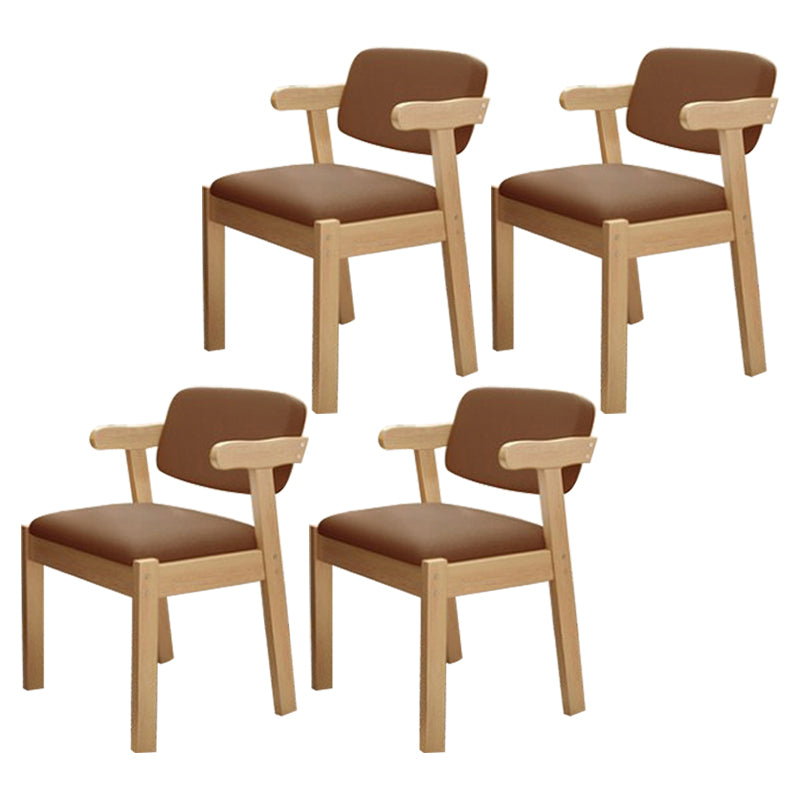 Fauteuil de salle à manger moderne en bois avec coussin de couleur, chaise d'appoint à dossier ouvert