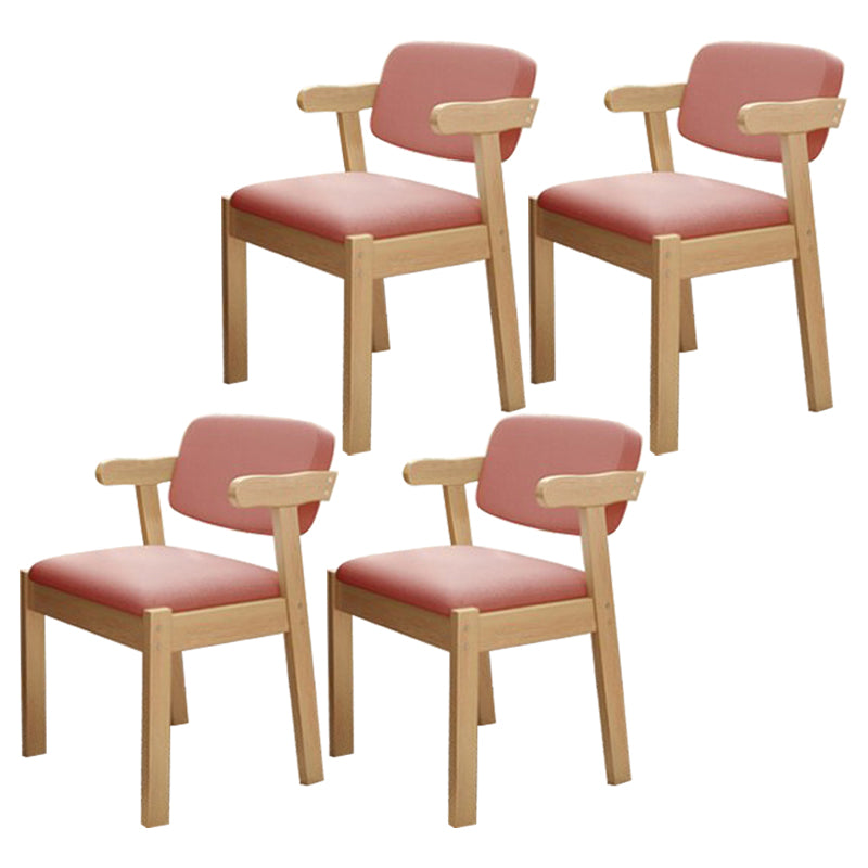 Fauteuil de salle à manger moderne en bois avec coussin de couleur, chaise d'appoint à dossier ouvert