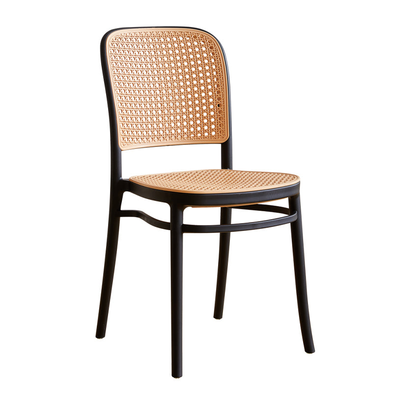 Chaises de salle à manger sans bras modernes, chaise latérale à dossier ouvert en plastique pour café-bar