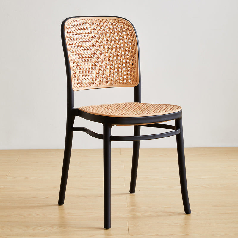 Chaises de salle à manger sans bras modernes, chaise latérale à dossier ouvert en plastique pour café-bar