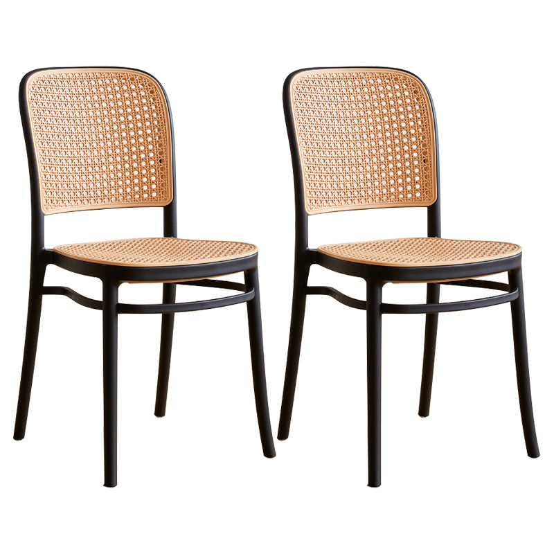 Chaises de salle à manger sans bras modernes, chaise latérale à dossier ouvert en plastique pour café-bar
