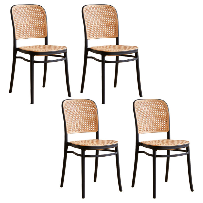 Chaises de salle à manger sans bras modernes, chaise latérale à dossier ouvert en plastique pour café-bar