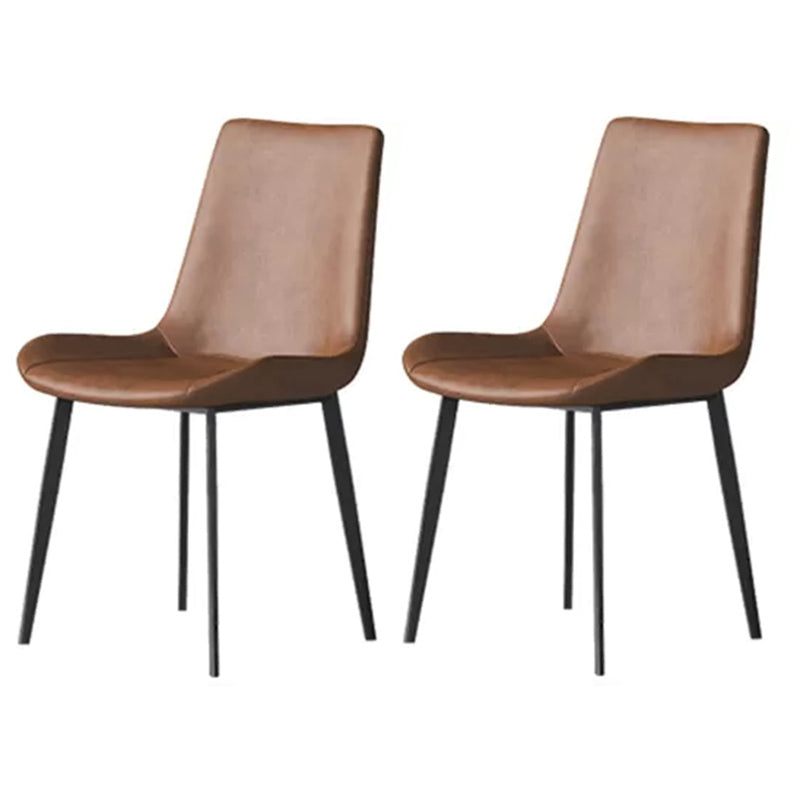 Chaise d'appoint de salle à manger à dossier solide de style industriel, chaises de salle à manger en cuir pour usage domestique (Ensemble de 2)