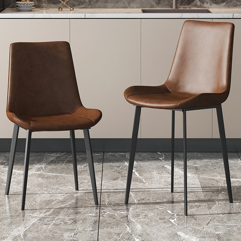 Sillas de comedor de cuero con respaldo sólido de estilo industrial para uso doméstico (juego de 2)