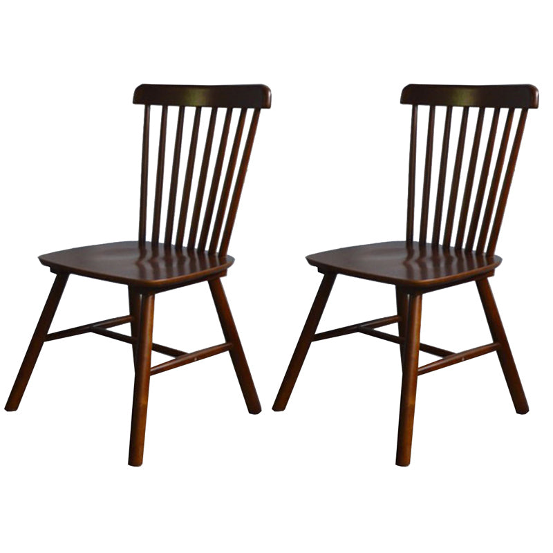Silla de comedor contemporánea de madera de caucho Windsor con respaldo de madera natural (juego de 2)