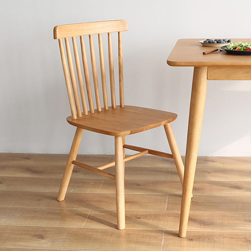 Silla de comedor contemporánea de madera de caucho Windsor con respaldo de madera natural (juego de 2)