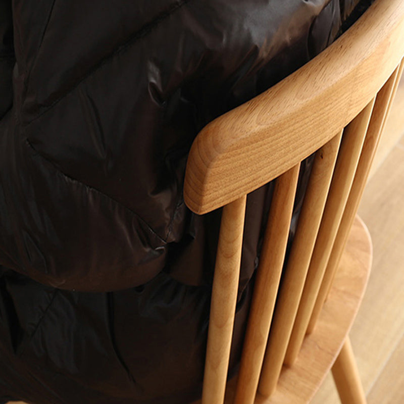 Chaise d'appoint contemporaine en bois d'hévéa avec dossier Windsor Chaise de salle à manger en bois naturel (Ensemble de 2)