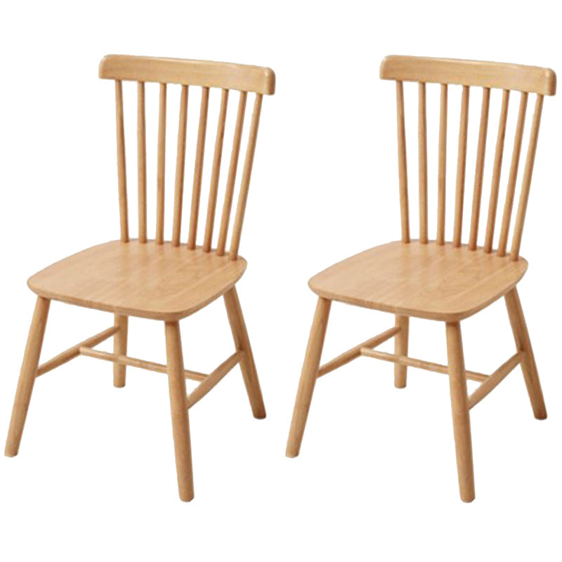Silla de comedor contemporánea de madera de caucho Windsor con respaldo de madera natural (juego de 2)