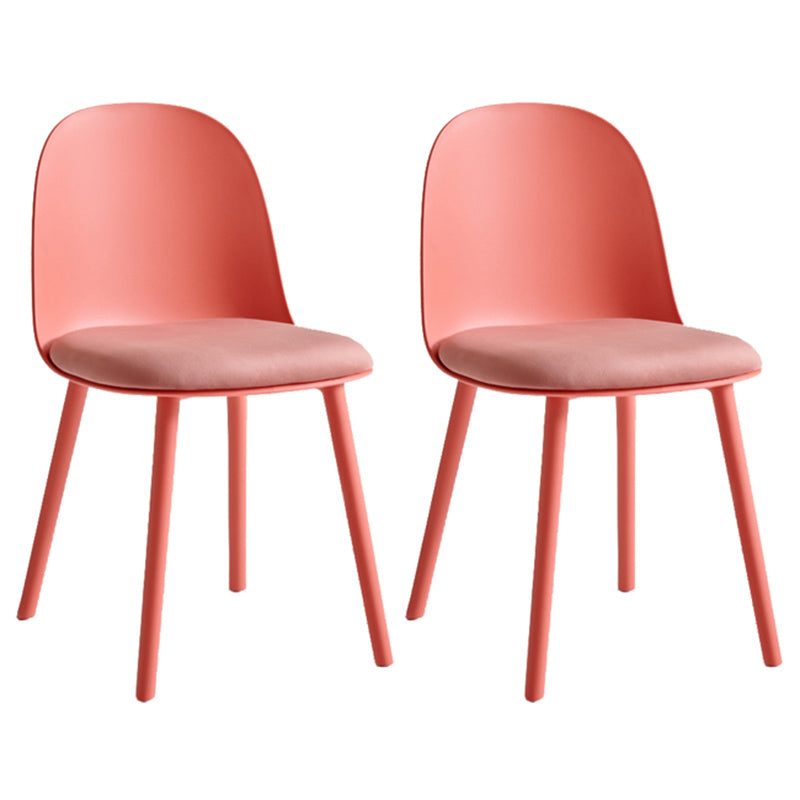 Sillas de cena sin brazos de plástico escandinavo, silla lateral sólida interior con parte trasera