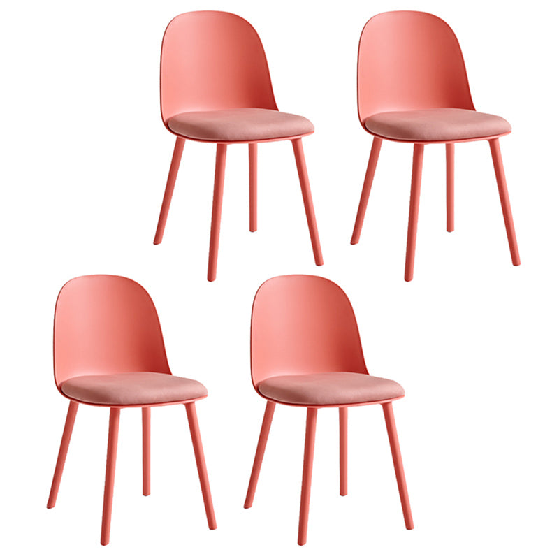 Sillas de cena sin brazos de plástico escandinavo, silla lateral sólida interior con parte trasera