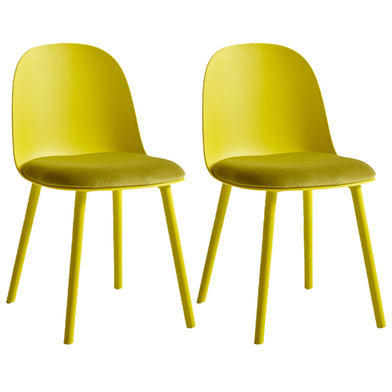 Sillas de cena sin brazos de plástico escandinavo, silla lateral sólida interior con parte trasera