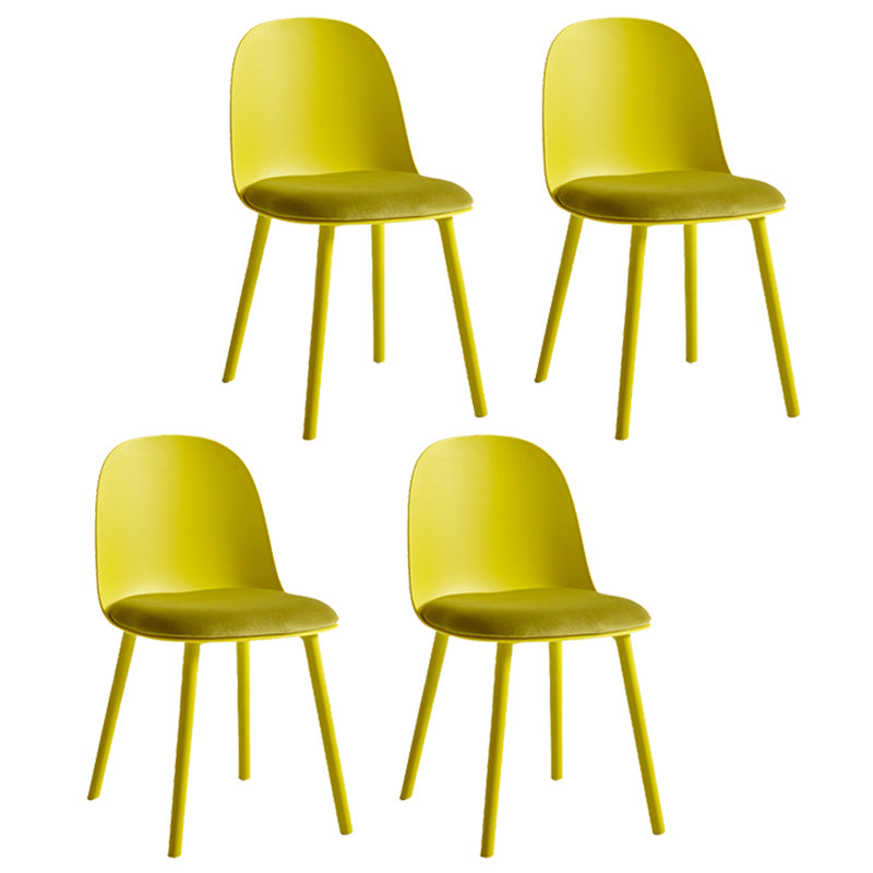 Sillas de cena sin brazos de plástico escandinavo, silla lateral sólida interior con parte trasera