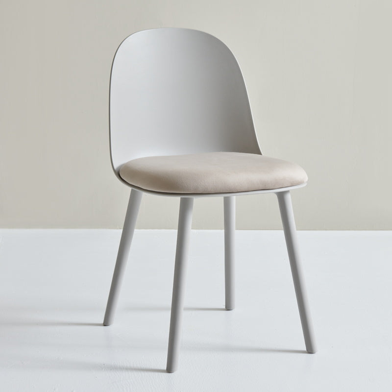 Sillas de cena sin brazos de plástico escandinavo, silla lateral sólida interior con parte trasera
