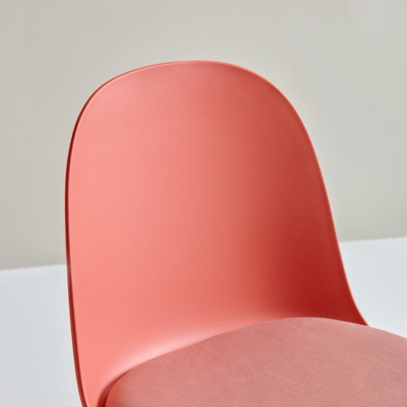 Sillas de cena sin brazos de plástico escandinavo, silla lateral sólida interior con parte trasera