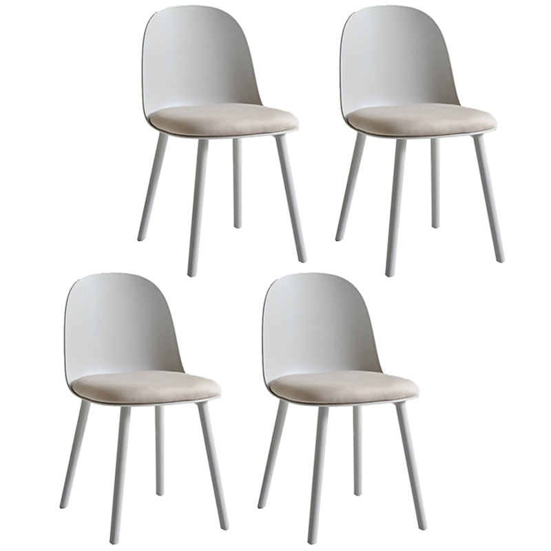 Sillas de cena sin brazos de plástico escandinavo, silla lateral sólida interior con parte trasera