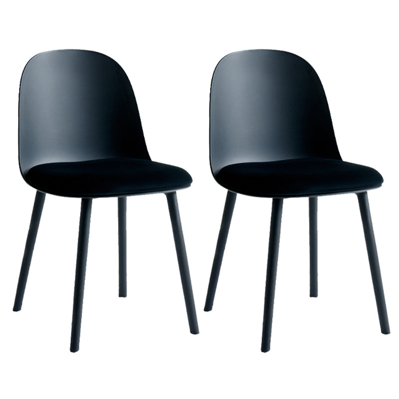 Sillas de cena sin brazos de plástico escandinavo, silla lateral sólida interior con parte trasera