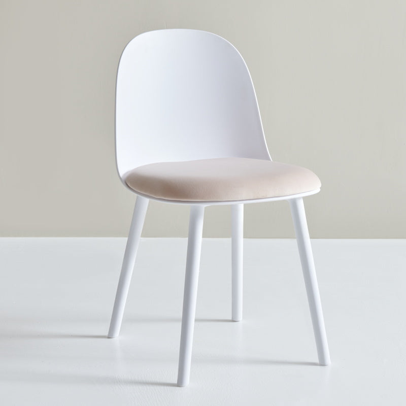 Sillas de cena sin brazos de plástico escandinavo, silla lateral sólida interior con parte trasera