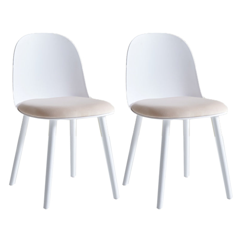 Sillas de cena sin brazos de plástico escandinavo, silla lateral sólida interior con parte trasera