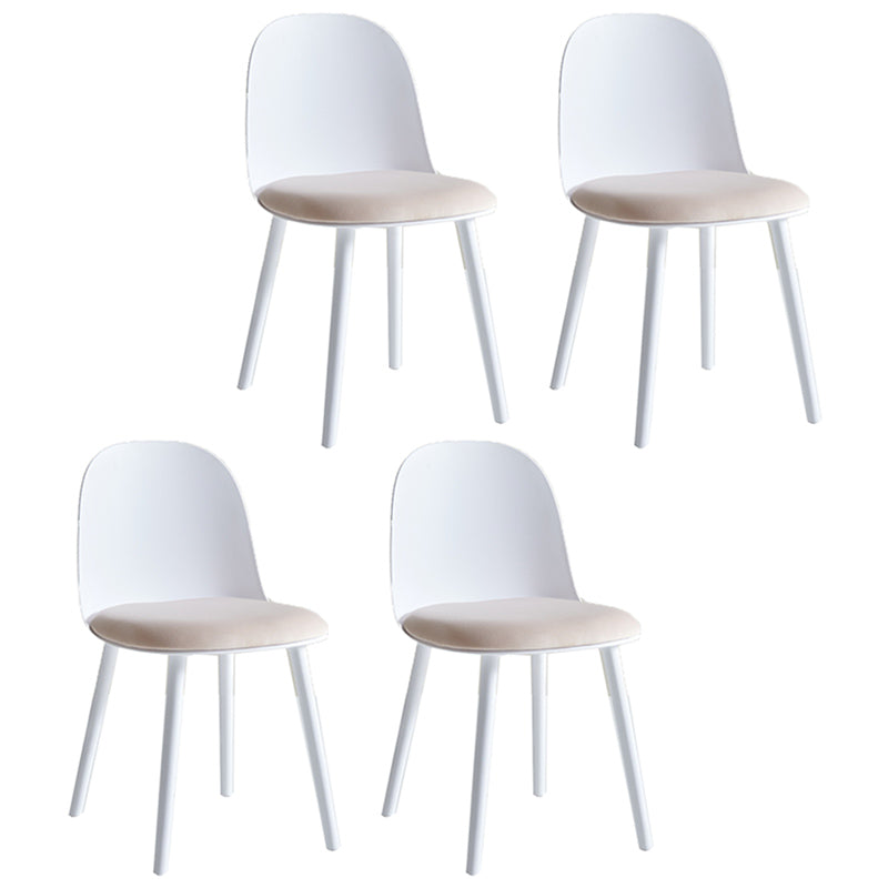 Sillas de cena sin brazos de plástico escandinavo, silla lateral sólida interior con parte trasera