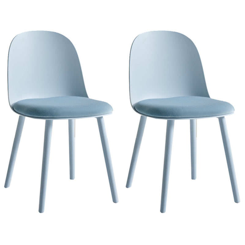Sillas de cena sin brazos de plástico escandinavo, silla lateral sólida interior con parte trasera