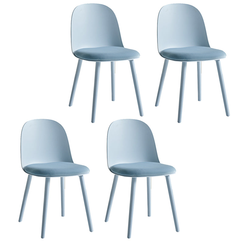 Sillas de cena sin brazos de plástico escandinavo, silla lateral sólida interior con parte trasera