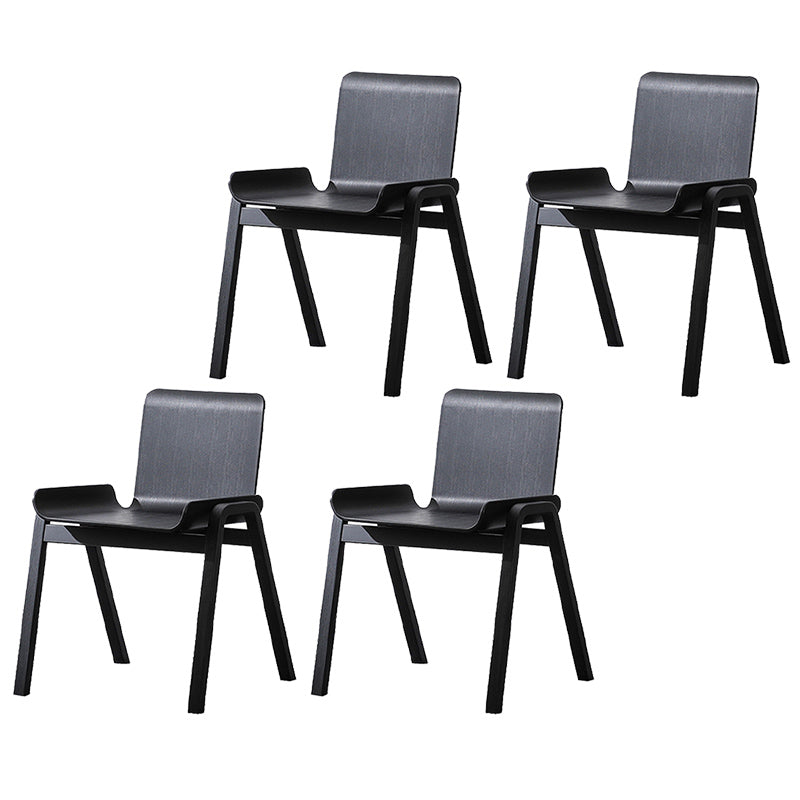 Sillón de comedor apilable escandinavo con respaldo macizo y patas de madera