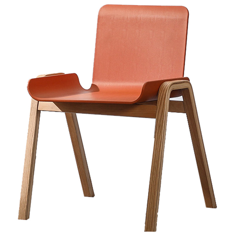Fauteuil de salle à manger empilable scandinave, fauteuil à dossier solide avec pieds en bois