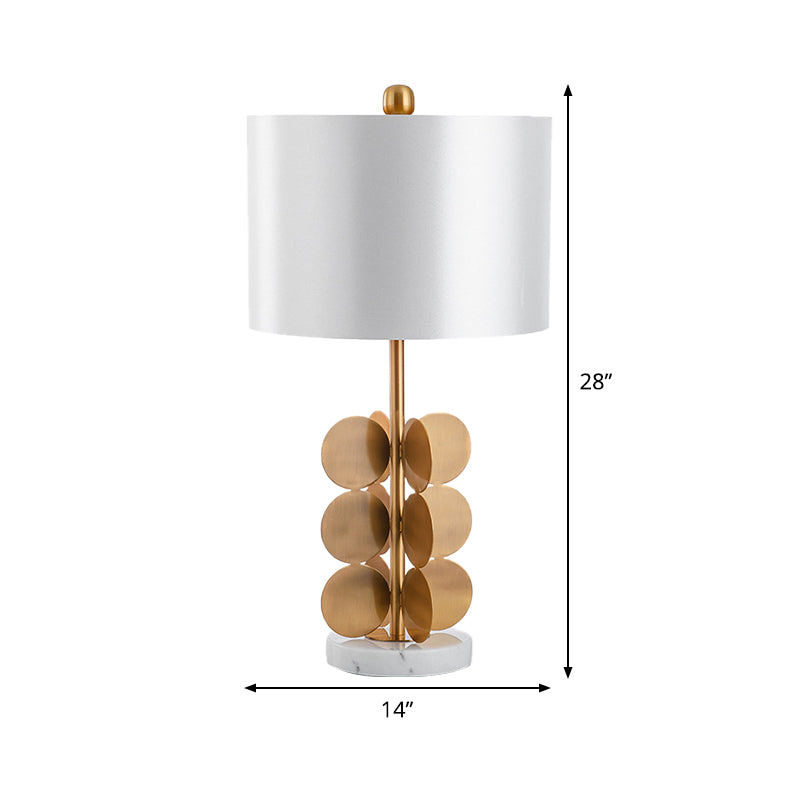Stoffzylindrische Nachttischlampe zeitgenössische 1 Glühbirne Lesebuch Licht in Weiß