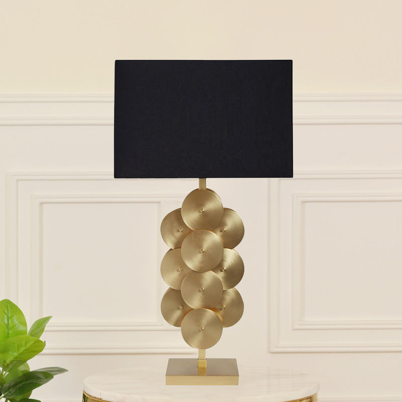 1 Bulb Rectangle Nightstand Lamp Contemporary Fabric Reading Book Light in Black