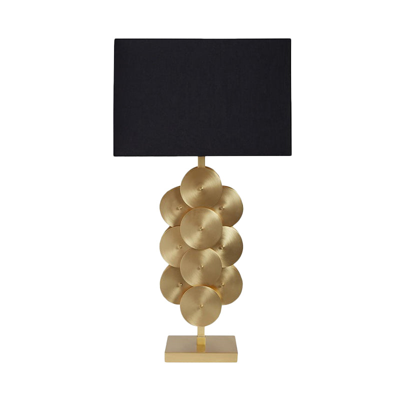 1 Bulb Rectangle Nightstand Lamp Contemporary Fabric Reading Book Light in Black