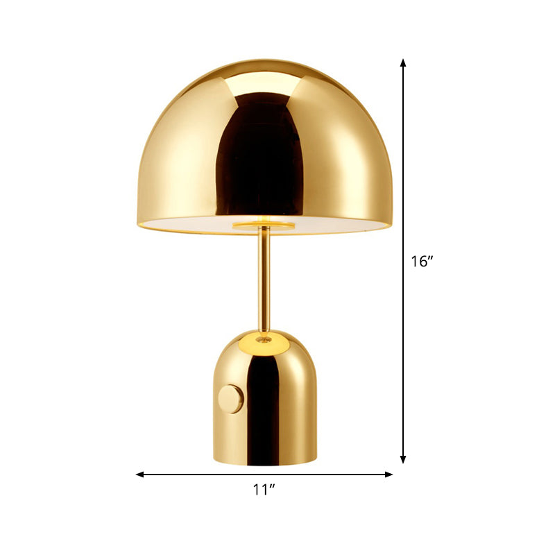 Lampe de table de chevet contemporaine à 1 ampoule, dôme doré, lampe de lecture avec abat-jour en métal