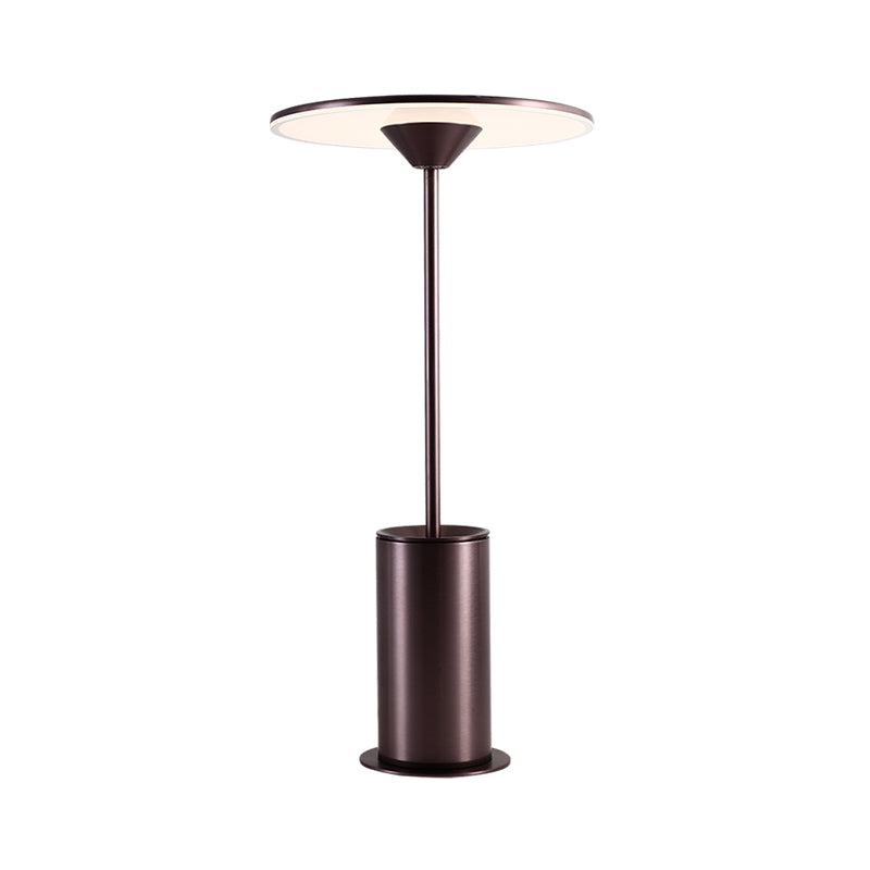 Lámpara de mesa circular LED Luz de libro de lectura de metal contemporánea en marrón para estudio
