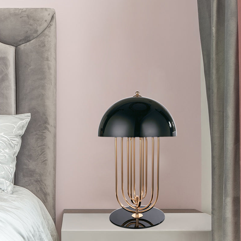 Lampe de table de chevet contemporaine à 1 ampoule, bol noir, lampe de lecture avec abat-jour en métal