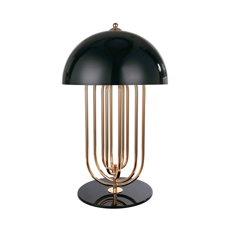 Eigentijdse nachtkastjelamp met 1 lamp, zwarte kom, leesboeklamp met metalen kap