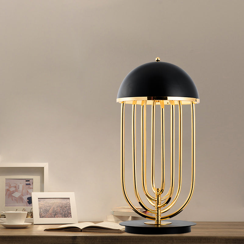 1 Kopf Wohnzimmer Task beleuchtet moderne Schwarz/Weiß -Nachttischlampe mit Kuppelmetallschatten