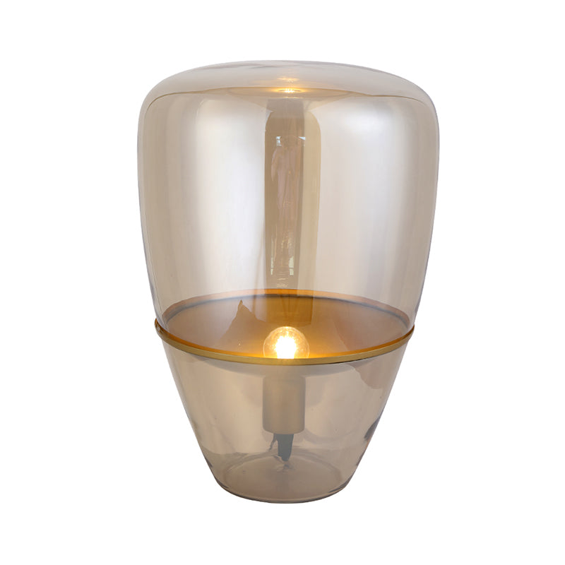Lampada da comodino in barattolo Contemporanea in vetro cognac da 8,5"/11"/17" di larghezza, 1 lampadina, illuminazione da lavoro per camera da letto