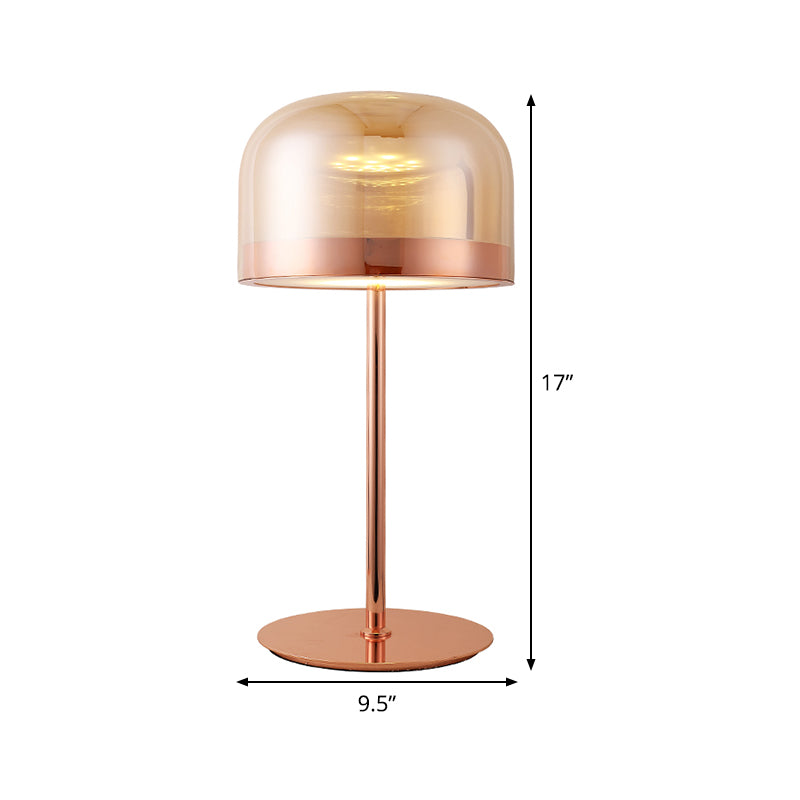 Contemporary 1 Bulb Task Lighting Rose Gold Cylinder Small Desk Lamp with Clear Glass Shade